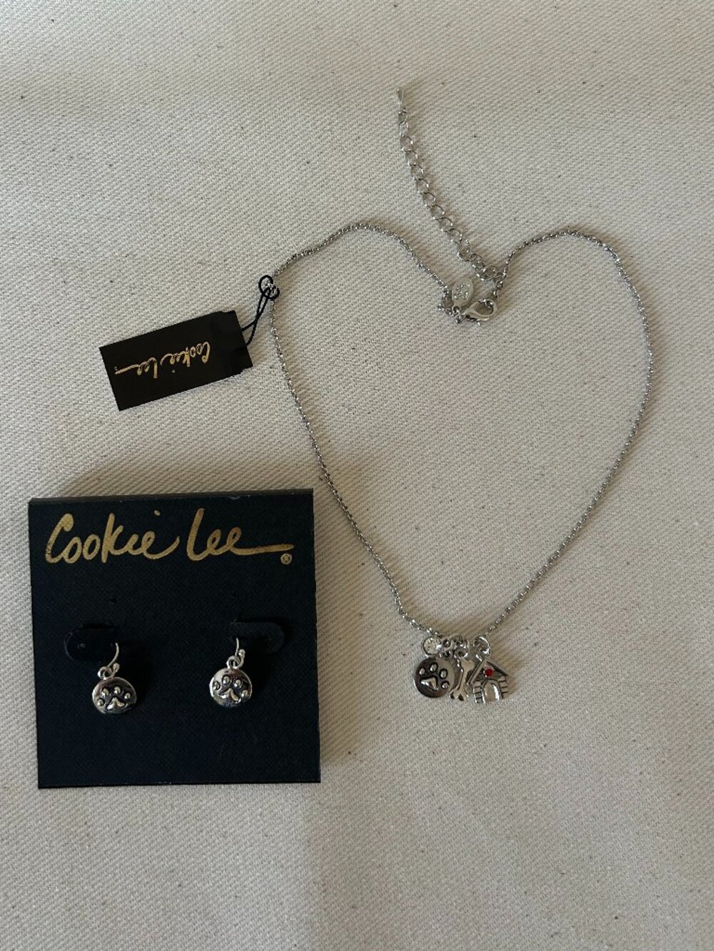 Cookie Lee Dog-Themed Necklace and Earrings Set